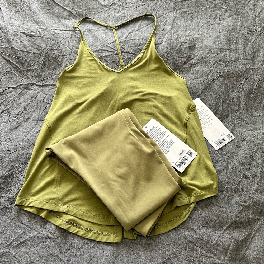Lululemon Bronze Green Tank & Leggings Set